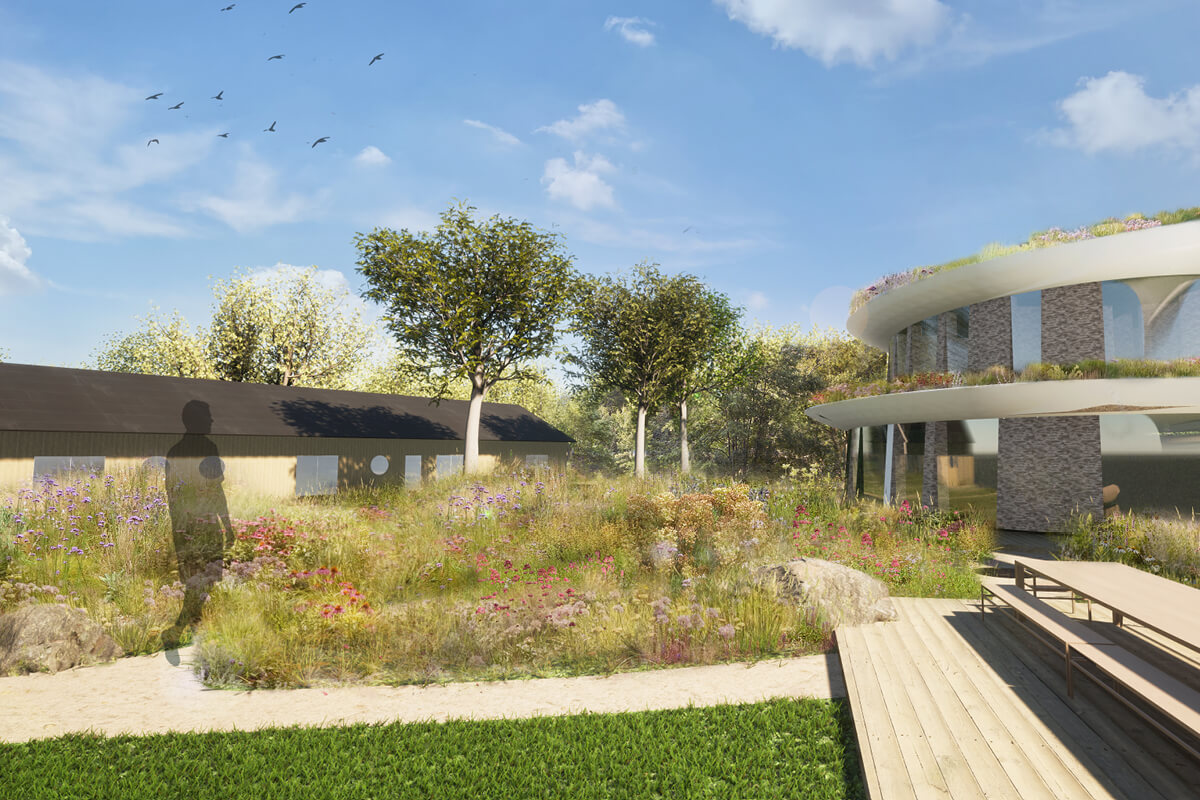 View of Cotswolds Off-Grid Home - Landscape + Garden Design by Harry Holding Studio